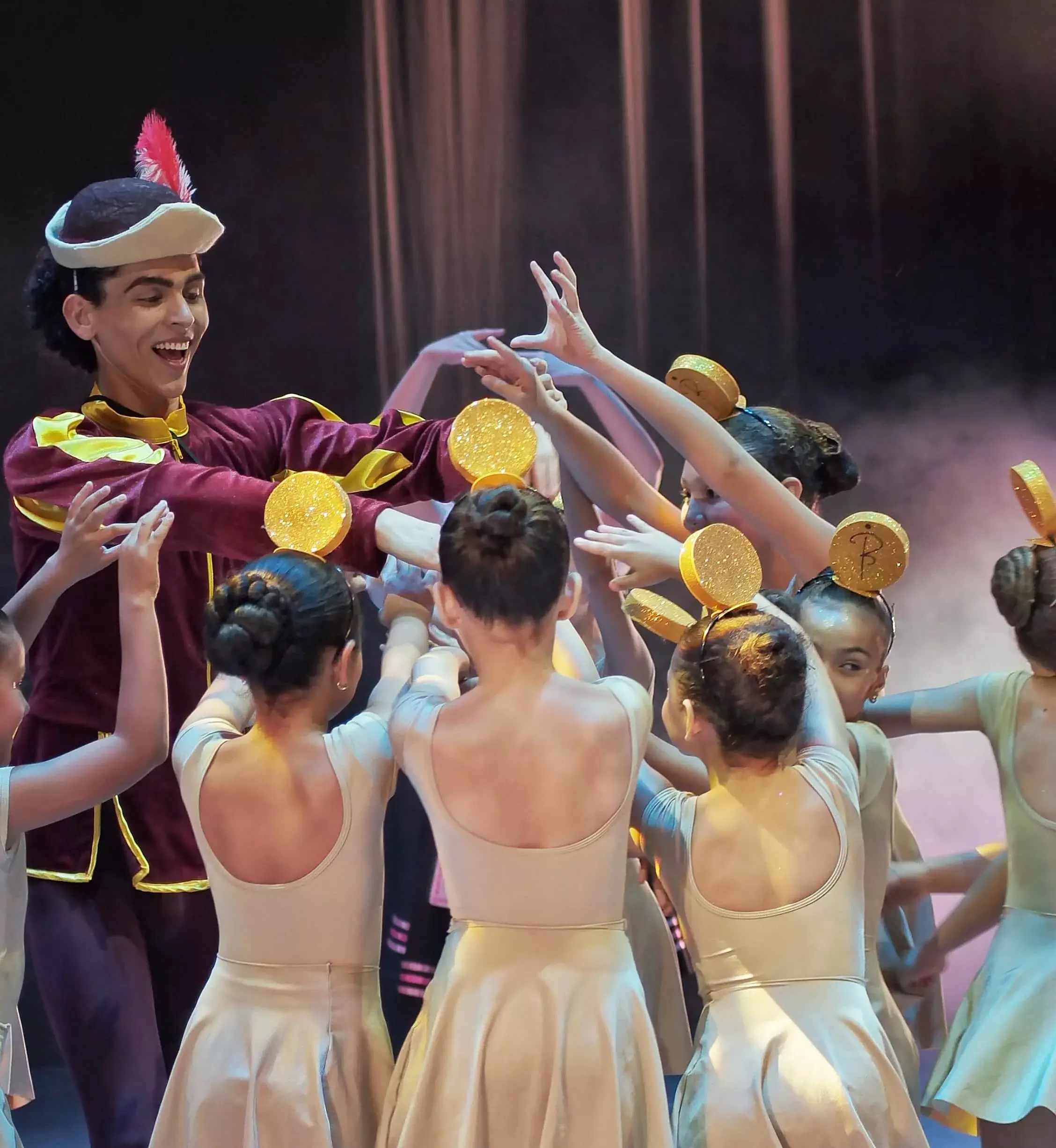 Girls in a ballet group raising their arms during a performance. By combining high impact with strategic support, we ensure that our transformative initiatives are effective and sustainable in the long term.